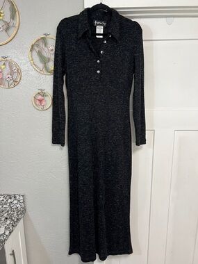 90’s VINTAGE ALL THAT JAZZ CHARCOAL LONG SLEEVE MAXI DRESS
